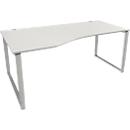 Schäfer Shop Genius Free-form bureau MODENA FLEX, beugelvoet, handmatig in hoogte verstelbaar, linkeruitbouw, B 1800 mm, lichtgrijs 