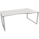 Schäfer Shop Genius Free-form bureau MODENA FLEX, beugelvoet, handmatig in hoogte verstelbaar, rechter uitsteeksel, B 1800 mm, lichtgrijs 