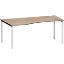 Schäfer Shop Genius Freiformschreibtisch MODENA FLEX, Ansatz links B 1800 mm, Eiche/weißaluminium