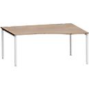 Schäfer Shop Genius Freiformschreibtisch MODENA FLEX, Ansatz rechts B 1800 mm, Eiche/weißalu