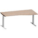 Schäfer Shop Genius Freiformschreibtisch MODENA FLEX, C-Fuß-Rechteckrohr, B 1800 mm, Ansatz rechts, Eiche-Dekor/weißalu