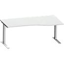 Schäfer Shop Genius Freiformschreibtisch MODENA FLEX, C-Fuß-Rechteckrohr, B 1800 mm, Ansatz rechts, lichtgrau/weißalu