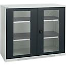 Schaefer Shop Genius FS display cabinet, steel, with ventilation holes, W 1343 x D 430 x H 1105 mm, 3 OH, light gray/anthracite gray, up to 450 kg