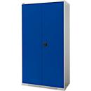 Schäfer Shop Genius FS vleugeldeurkast, staal, met ventilatiegaten, B 1055 x D 520 x H 1950 mm, 5 OH, lichtgrijs/ gentiaanblauw, tot 500 kg
