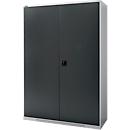 Schäfer Shop Genius FS vleugeldeurkast, staal, met ventilatiegaten, B 1343 x D 520 x H 1950 mm, 5 OH, witaluminium/antracietgrijs, tot 750 kg