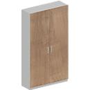 Schäfer Shop Genius Garderobenschrank TETRIS SOLID, 5 OH, 1 Fachboden, Kleiderstange, abschließbar, B 1200 x T 412 x H 2143 mm, weißalu/Kirsche-Romana