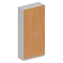 Schäfer Shop Genius Garderobenschrank TETRIS SOLID, 5 Ordnerhöhen, 1 Fachboden, Kleiderstange, abschließbar, B 1000 x T 412 x H 2143 mm, weißalu/Buche