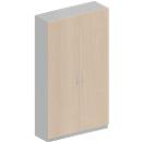 Schäfer Shop Genius Garderobenschrank TETRIS SOLID, 5 Ordnerhöhen, 1 Fachboden, Kleiderstange, abschließbar, B 1200 x T 412 x H 2143 mm, weißalu/Ahorn