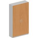 Schäfer Shop Genius Garderobenschrank TETRIS SOLID, 5 Ordnerhöhen, 1 Fachboden, Kleiderstange, abschließbar, B 1200 x T 412 x H 2143 mm, weißalu/Buche