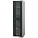 Schäfer Shop Genius hinged door cabinet FS, steel, viewing window, ventilation holes, W 545 x D 620 x H 1950 mm, 5 OH, light gray/anthracite gray, up to 250 kg