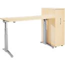 Schäfer Shop Genius Juego de muebles de oficina de 2 piezas, escritorio ERGOSTYLE, regulable en altura eléctricamente, arce/aluminio blanco + pedestal alto con cajón vertical