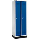 Schäfer Shop Genius Kledinglocker met fitting, 2 compartimenten, 300 mm compartimentbreedte, cilinderslot, lichtgrijs/gentiaanblauw
