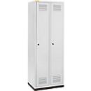 Schäfer Shop Genius Kledinglocker met fitting, 2 compartimenten, 300 mm compartimentbreedte, cilinderslot, lichtgrijs/lichtgrijs