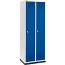Schäfer Shop Genius Kledinglocker met fitting, 2 compartimenten, 300 mm compartimentbreedte, veiligheidsdraaigrendelslot, lichtgrijs/gentiaanblauw
