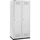 Schäfer Shop Genius Kledinglocker met fitting, 2 compartimenten, 400 mm compartimentbreedte, cilinderslot, lichtgrijs/lichtgrijs
