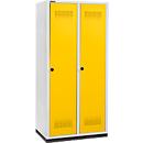 Schäfer Shop Genius Kledinglocker met fitting, 2 compartimenten, 400 mm compartimentbreedte, veiligheidsdraaigrendelslot, lichtgrijs/koolzaadgeel