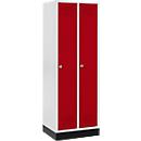 Schäfer Shop Genius Kledinglocker met fitting, 2 compartimenten, cilinderslot, lichtgrijs/rood