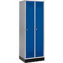 Schäfer Shop Genius Kledinglocker met fitting, 2 compartimenten, veiligheidsdraaigrendelslot, blank aluminium/gentiaanblauw