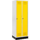 Schäfer Shop Genius Kledinglocker met fitting, 2 compartimenten, veiligheidsdraaigrendelslot, lichtgrijs/geel