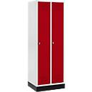 Schäfer Shop Genius Kledinglocker met fitting, 2 compartimenten, veiligheidsdraaigrendelslot, lichtgrijs/rood