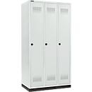 Schäfer Shop Genius Kledinglocker met fitting, 3 compartimenten, 300 mm compartimentbreedte, veiligheidsdraaigrendelslot, lichtgrijs