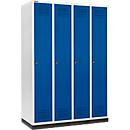 Schäfer Shop Genius Kledinglocker met fitting, 4 compartimenten, 300 mm compartimentbreedte, cilinderslot, gentiaanblauw