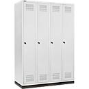 Schäfer Shop Genius Kledinglocker met fitting, 4 compartimenten, 300 mm compartimentbreedte, cilinderslot, lichtgrijs