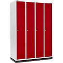 Schäfer Shop Genius Kledinglocker met fitting, 4 compartimenten, 300 mm compartimentbreedte, cilinderslot, robijnrood