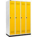 Schäfer Shop Genius Kledinglocker met fitting, 4 compartimenten, 300 mm compartimentbreedte, draaigrendelslot, deur koolzaadgeel