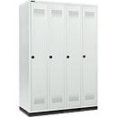 Schäfer Shop Genius Kledinglocker met fitting, 4 compartimenten, 300 mm compartimentbreedte, draaigrendelslot, lichtgrijs
