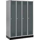 Schäfer Shop Genius Kledinglocker met fitting, 4 compartimenten, cilinderslot, blank aluminium/antraciet