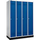 Schäfer Shop Genius Kledinglocker met fitting, 4 compartimenten, cilinderslot, blank aluminium/gentiaanblauw