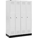 Schäfer Shop Genius Kledinglocker met fitting, 4 compartimenten, cilinderslot, lichtgrijs/lichtgrijs