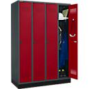 Schäfer Shop Genius Kledinglocker met fitting, 4 compartimenten, draaigrendelslot, antraciet/rood
