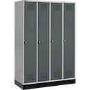 Schäfer Shop Genius Kledinglocker met fitting, 4 compartimenten, draaigrendelslot, blank aluminium/antraciet