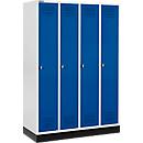 Schäfer Shop Genius Kledinglocker met fitting, 4 compartimenten, draaigrendelslot, lichtgrijs/gentiaanblauw