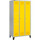 Schäfer Shop Genius Kledinglocker met poten, 3 compartimenten, cilinderslot, licht zilver/geel