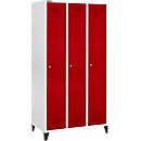 Schäfer Shop Genius Kledinglocker met poten, 3 compartimenten, cilinderslot, lichtgrijs/rood