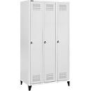 Schäfer Shop Genius Kledinglocker met poten, 3 compartimenten, draaigrendelslot, lichtgrijs/lichtgrijs