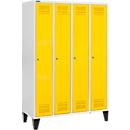 Schäfer Shop Genius Kledinglocker met poten, 4 compartimenten, cilinderslot, lichtgrijs/geel