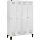 Schäfer Shop Genius Kledinglocker met poten, 4 compartimenten, cilinderslot, lichtgrijs/lichtgrijs