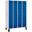 Schäfer Shop Genius Kledinglocker met poten, 4 compartimenten, draaigrendelslot, lichtgrijs/gentiaanblauw
