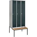 Schäfer Shop Genius Kledinglocker met zitbank, 3 compartimenten, cilinderslot, licht zilver/antraciet