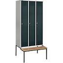 Schäfer Shop Genius Kledinglocker met zitbank, 3 compartimenten, draaigrendelslot, licht zilver/antraciet