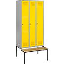 Schäfer Shop Genius Kledinglocker met zitbank, 3 compartimenten, draaigrendelslot, licht zilver/geel