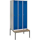 Schäfer Shop Genius Kledinglocker met zitbank, 3 compartimenten, draaigrendelslot, licht zilver/gentiaanblauw