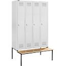 Schäfer Shop Genius Kledinglocker met zitbank, 4 compartimenten, cilinderslot, lichtgrijs/lichtgrijs