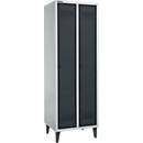 Schäfer Shop Genius Kleiderspind mit Füßen, 2 Abteile, Sicherheitsdrehriegelverschluss, weißaluminium RAL 9016/anthrazit