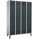 Schäfer Shop Genius Kleiderspind mit Füßen, 4 Abteile, Drehverschluss, weißaluminium/anthrazit
