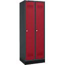 Schäfer Shop Genius Kleiderspind mit Sockel, 2 Abteile, Zylinderschloss, anthrazit RAL 7016/rot
